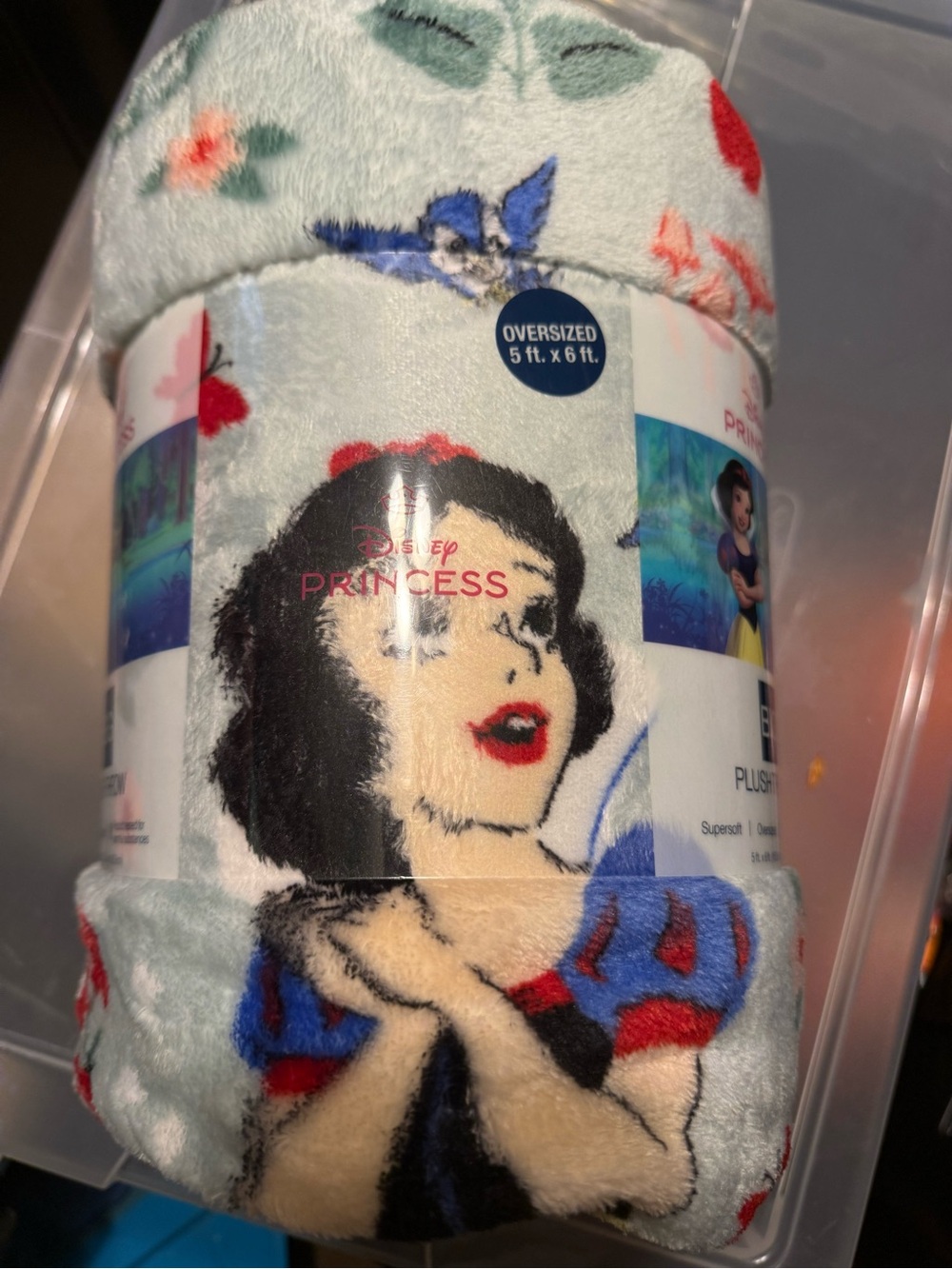 Disney Snow White Plush Throw Blanket - Light Blue, Red, Black